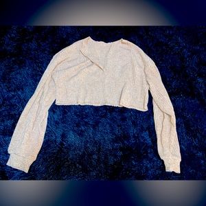 Tan crop top long sleeve sweater, size Large 8/10, NWOT